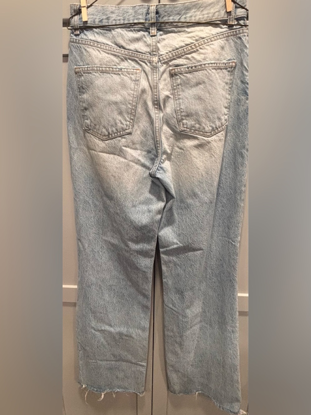 Zara Light Blue Ripped Wide  Leg Jeans Size 6 - Picture 3 of 8